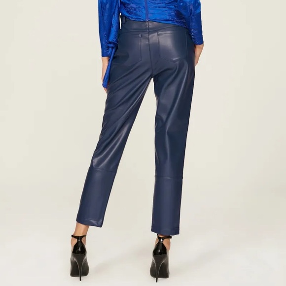 Ronny Kobo blue faux leather pants size 4 - Picture 4 of 6